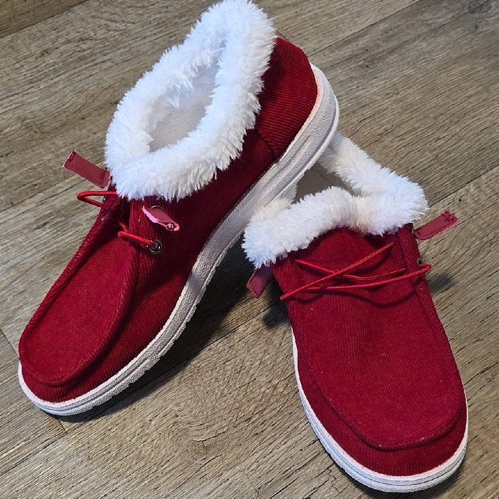 Red Corduroy Women's Slip On Shoes Sz 10